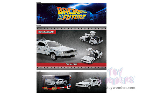 Cargue la imagen en el visor de la galería, Hollywood Rides: Back To the Future 1 - 1:32 Scale Frost Brush Metal Time Machine Model Car
