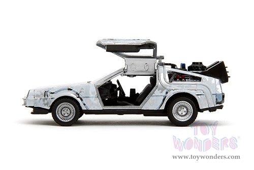 Cargue la imagen en el visor de la galería, Hollywood Rides: Back To the Future 1 - 1:32 Scale Frost Brush Metal Time Machine Model Car
