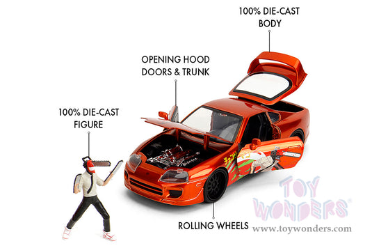 Hollywood Rides -"Chainsaw Man" 1995 Toyota Supra with Chainsaw Man Figure, Jada Toys