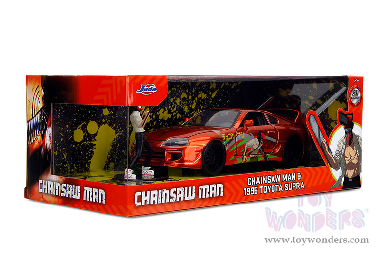 Chargez l'image dans la visionneuse de la galerie, Hollywood Rides -"Chainsaw Man" 1995 Toyota Supra with Chainsaw Man Figure, Jada Toys

