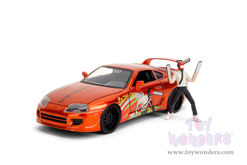 Chargez l'image dans la visionneuse de la galerie, Hollywood Rides -"Chainsaw Man" 1995 Toyota Supra with Chainsaw Man Figure, Jada Toys
