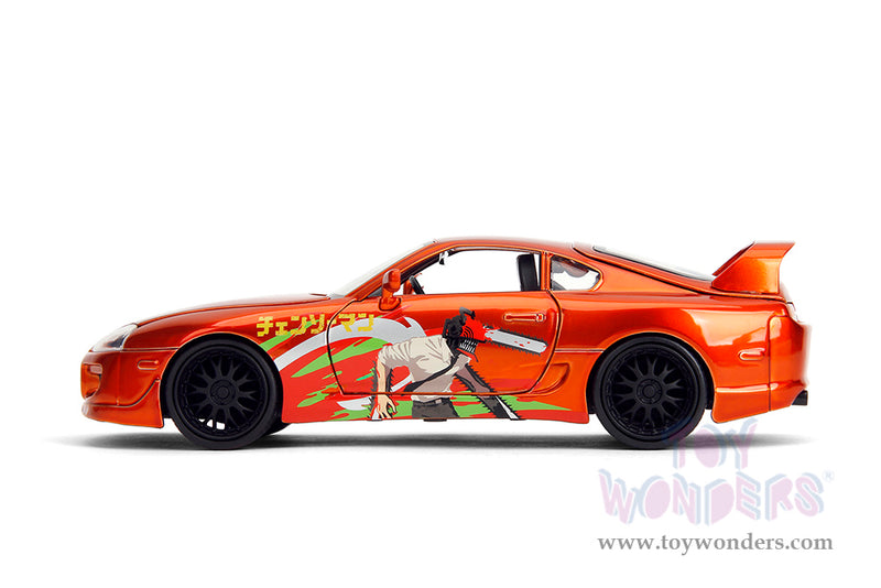 Chargez l'image dans la visionneuse de la galerie, Hollywood Rides -"Chainsaw Man" 1995 Toyota Supra with Chainsaw Man Figure, Jada Toys
