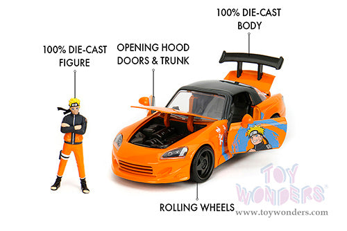 Cargue la imagen en el visor de la galería, Hollywood Rides: Honda S2000 With Naruto Diecast Jada Toys Figure
