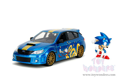 Cargue la imagen en el visor de la galería, Hollywood Rides:  Sonic The Hedgehog - Subaru Impreza WRX STI with Sonic Diecast Figure
