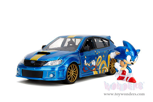 Cargue la imagen en el visor de la galería, Hollywood Rides:  Sonic The Hedgehog - Subaru Impreza WRX STI with Sonic Diecast Figure
