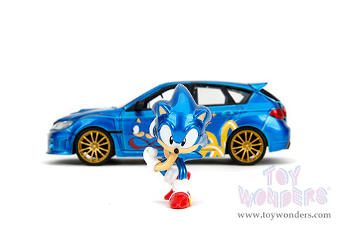 Cargue la imagen en el visor de la galería, Hollywood Rides:  Sonic The Hedgehog - Subaru Impreza WRX STI with Sonic Diecast Figure
