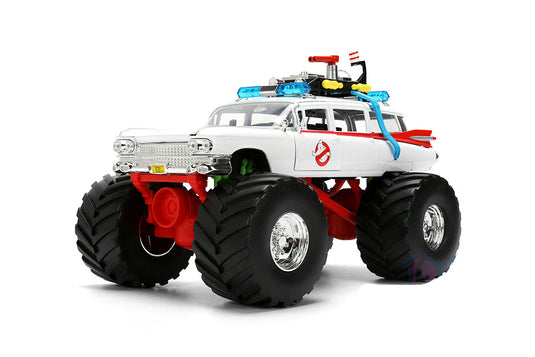 Toy monster truck with large wheels on a white background