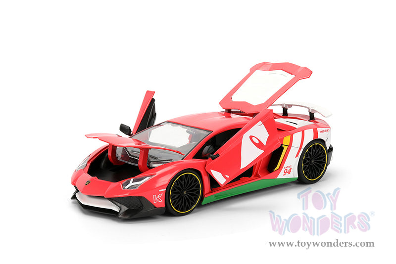 Cargue la imagen en el visor de la galería, Jada Toys - Hollywood Rides: Lamborghini Aventador Sonic The Hedgehog SV with Knuckles Figurine 1:24 Scale Car

