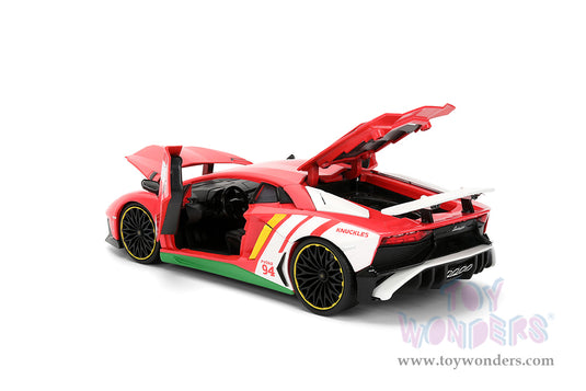 Jada Toys - Hollywood Rides: Lamborghini Aventador Sonic The Hedgehog SV with Knuckles Figurine 1:24 Scale Car