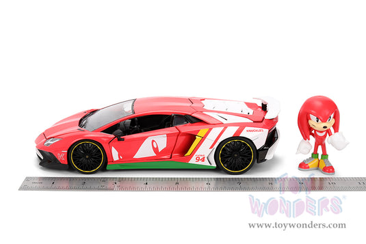 Jada Toys - Hollywood Rides: Lamborghini Aventador Sonic The Hedgehog SV with Knuckles Figurine 1:24 Scale Car