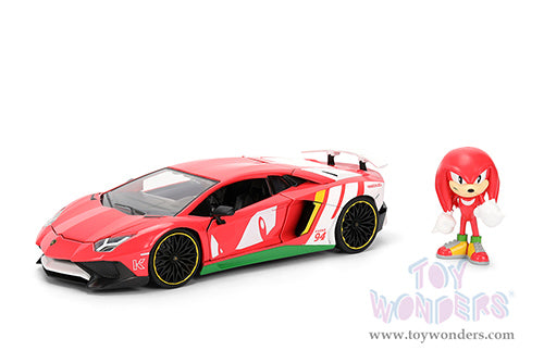 Cargue la imagen en el visor de la galería, Jada Toys - Hollywood Rides: Lamborghini Aventador Sonic The Hedgehog SV with Knuckles Figurine 1:24 Scale Car

