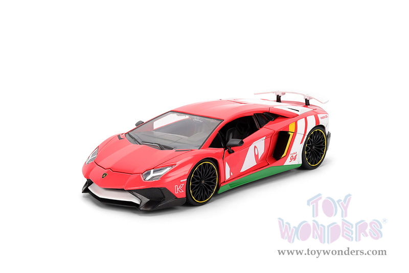 Cargue la imagen en el visor de la galería, Jada Toys - Hollywood Rides: Lamborghini Aventador Sonic The Hedgehog SV with Knuckles Figurine 1:24 Scale Car
