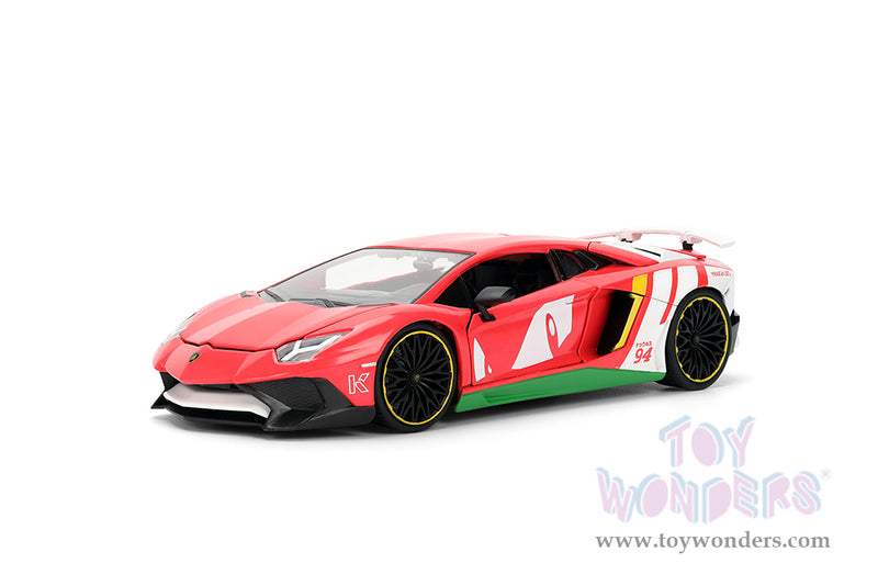 Cargue la imagen en el visor de la galería, Jada Toys - Hollywood Rides: Lamborghini Aventador Sonic The Hedgehog SV with Knuckles Figurine 1:24 Scale Car
