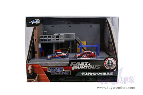 Cargue la imagen en el visor de la galería, Toy Wonders Jada Toys Fast &amp; Furious - Han's Garage Diorama Set 1/24 Scale Diecast Model Car
