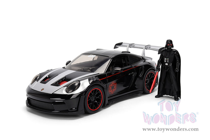 Chargez l'image dans la visionneuse de la galerie, Hollywood Rides Star Wars - Porsche 911 GT3 RS (992) with Darth Vader Figure Jada Toys
