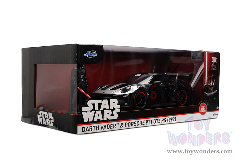 Chargez l'image dans la visionneuse de la galerie, Hollywood Rides Star Wars - Porsche 911 GT3 RS (992) with Darth Vader Figure Jada Toys
