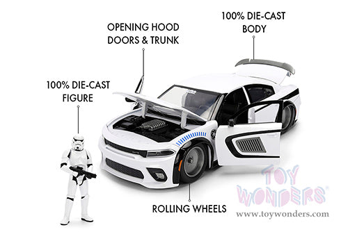 Cargue la imagen en el visor de la galería, Hollywood Rides Star Wars - Dodge Charger SRT Hellcat with Stormtrooper™ Figure Jada Toys
