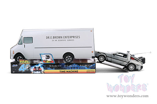 Toy Wonder Back To The Future 1: Delorean Time Machine - with Dr. E. Brown's Enterprise Truck 1:24 Die-Cast Car Jada