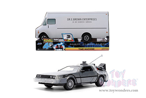 Chargez l'image dans la visionneuse de la galerie, Toy Wonder Back To The Future 1: Delorean Time Machine - with Dr. E. Brown's Enterprise Truck 1:24 Die-Cast Car Jada
