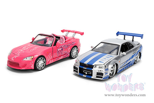 Cargue la imagen en el visor de la galería, Jada Toys Fast &amp; Furious - Twin Pack Brian's Nissan Skyline GT-R and Suki's Honda S20001/24 Scale Diecast Model Car
