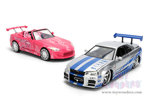 Cargue la imagen en el visor de la galería, Jada Toys Fast &amp; Furious - Twin Pack Brian's Nissan Skyline GT-R and Suki's Honda S20001/24 Scale Diecast Model Car
