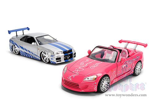 Cargue la imagen en el visor de la galería, Jada Toys Fast &amp; Furious - Twin Pack Brian's Nissan Skyline GT-R and Suki's Honda S20001/24 Scale Diecast Model Car
