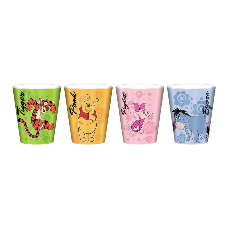 Winnie the Pooh Group Style 4pc 1.5oz Plastic Mini Cup Set