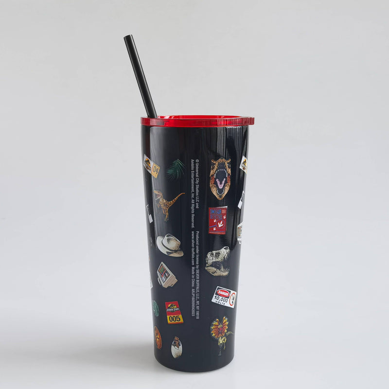 Cargue la imagen en el visor de la galería, Jurassic Park Logo &amp; Icons 22oz Double Walled Stainless Steel Tumbler
