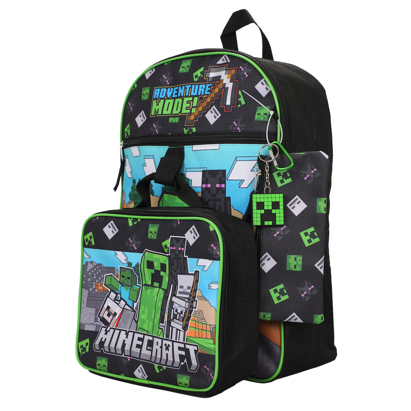 Cargue la imagen en el visor de la galería, Bioworld Minecraft - Characters 5-Piece 16" Backpack With Lunch Kit
