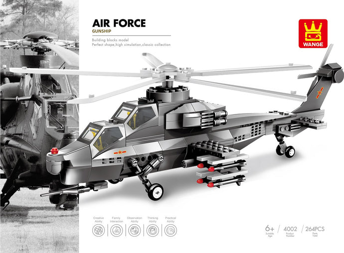 Wange Bricks: Military 4002 WZ10 Gunship Helicopter Aircraft Brick Toy