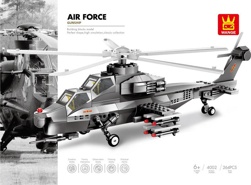 Cargue la imagen en el visor de la galería, Wange Bricks: Military 4002 WZ10 Gunship Helicopter Aircraft Brick Toy

