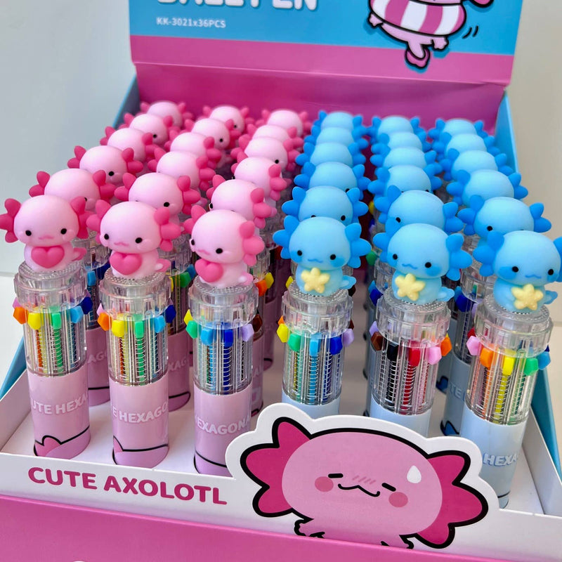 Load image into Gallery viewer, BC Mini Axolotl 10-Color Retractable 1 Single Ball Pen
