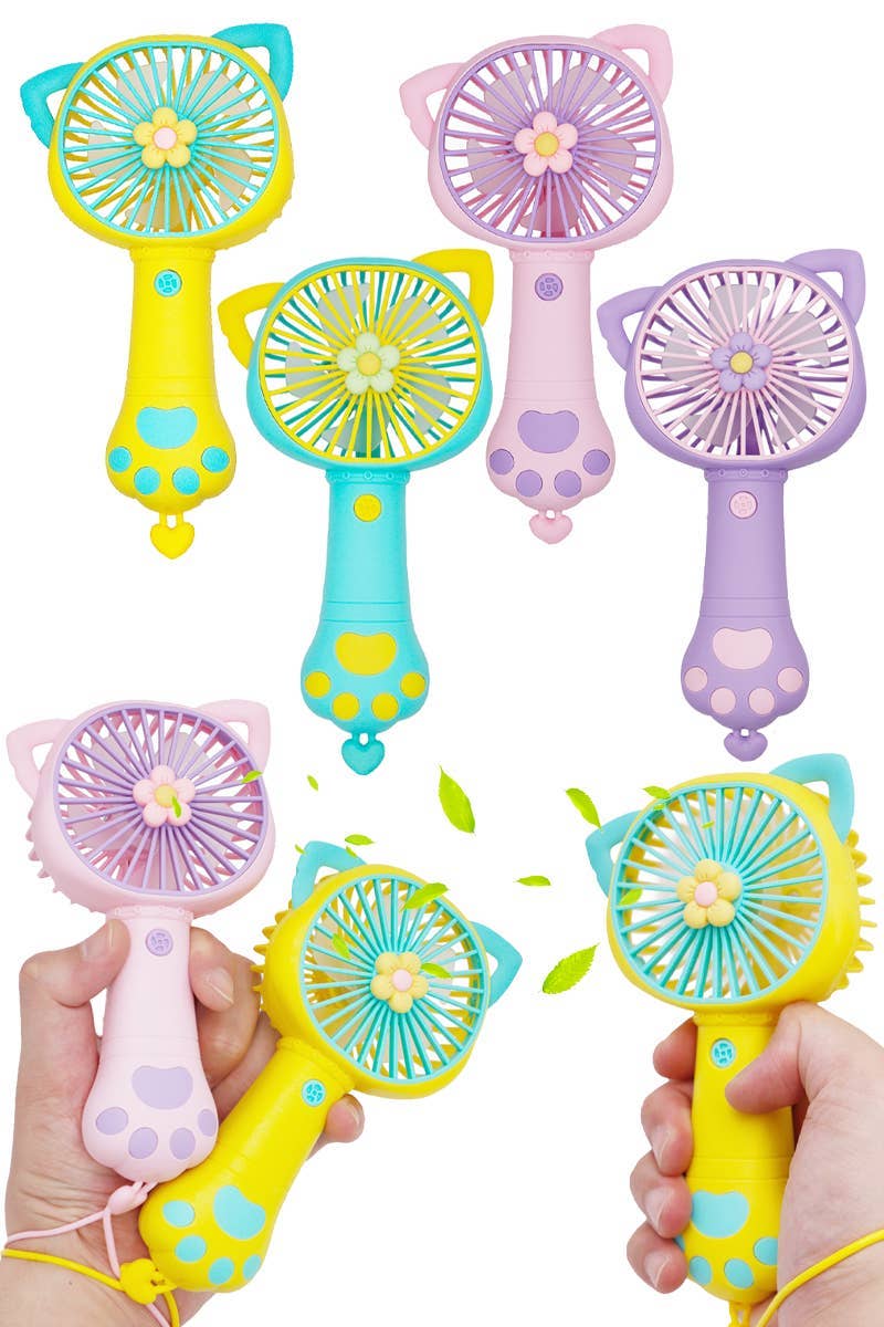 Chargez l'image dans la visionneuse de la galerie, Cap Zone - Kitty Cat Paw Ear Flower 1Pc Handheld Electric Fan
