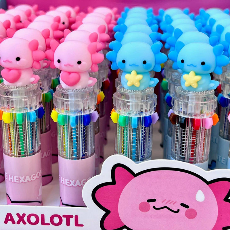 Load image into Gallery viewer, BC Mini Axolotl 10-Color Retractable 1 Single Ball Pen
