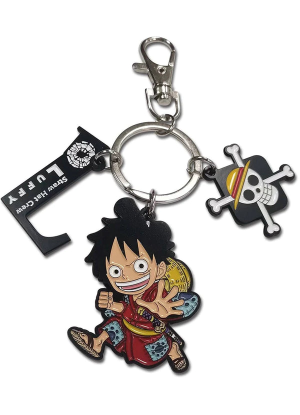 One Piece - Monkey D. Luffy Wano Version SD With Icon Three Charm Keychain