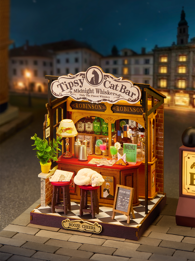 Load image into Gallery viewer, Robotime Rolife - Tipsy Cat Bar DIY Miniature House
