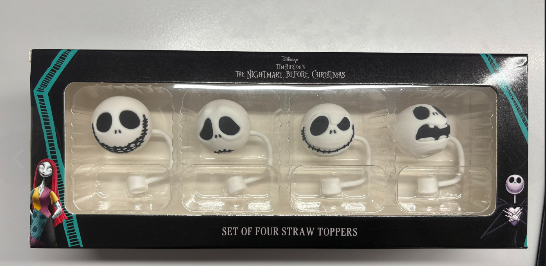 Cargue la imagen en el visor de la galería, The Nightmare Before Christmas - Jack Skellington Expressions Straw Cover Caps – 4pk
