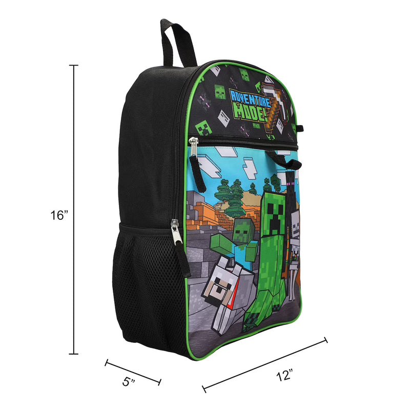 Cargue la imagen en el visor de la galería, Bioworld Minecraft - Characters 5-Piece 16" Backpack With Lunch Kit
