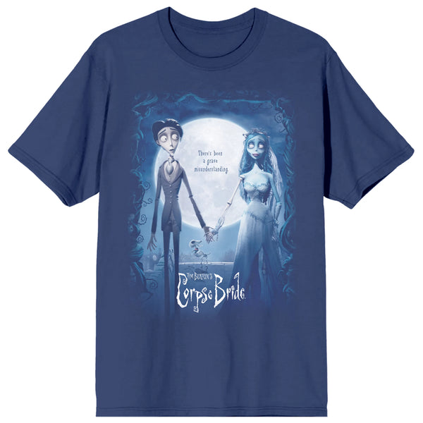 Camiseta gráfica azul marino con póster de película The Corpse Bride