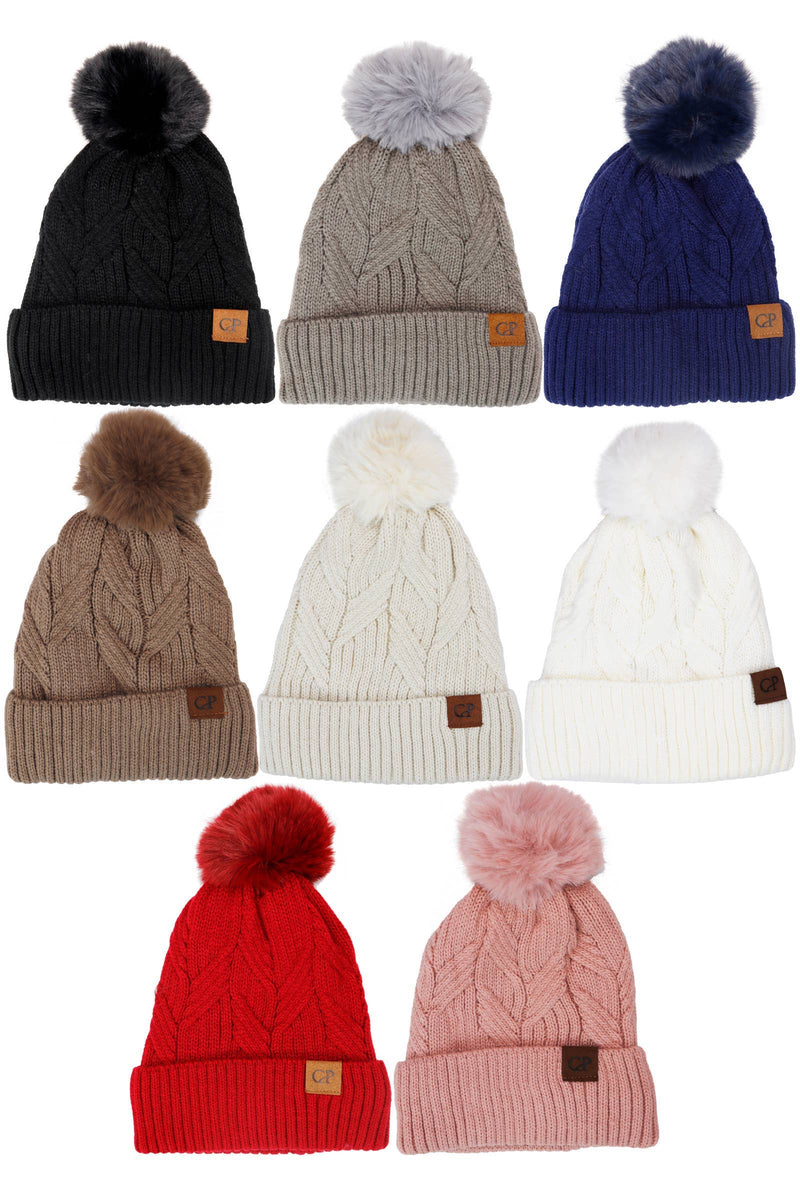 Chargez l'image dans la visionneuse de la galerie, Coil Chevron Knitted Fleece Lined Beanie
