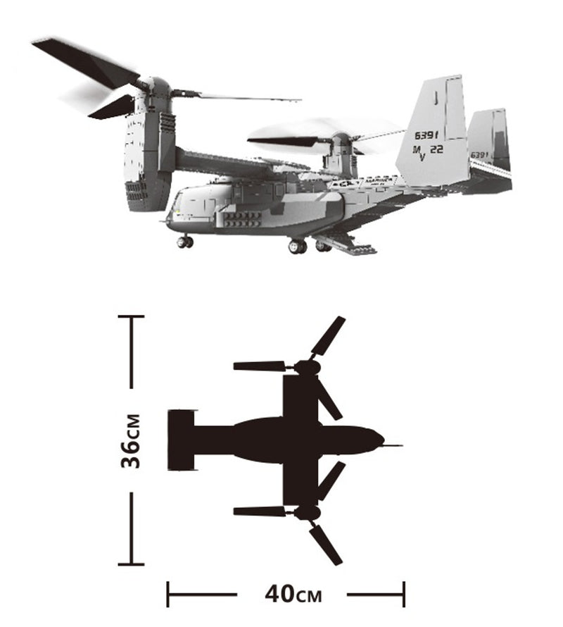 Load image into Gallery viewer, Wange Bricks: MOC Creator Boeing V22 Bell Osprey Aircraft Brick Toy

