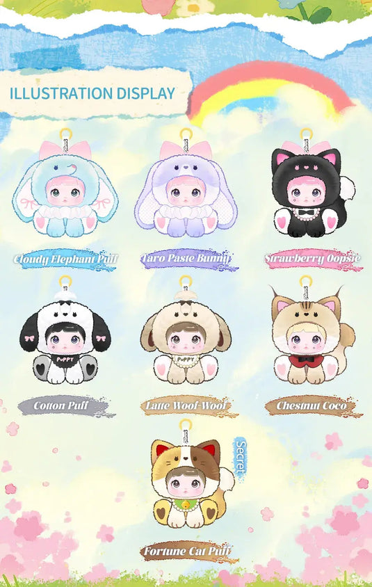 Shopvidi Nommi Sitting Zoo - Series Vinyl Plush Doll Keychain 1 Single Blind Box