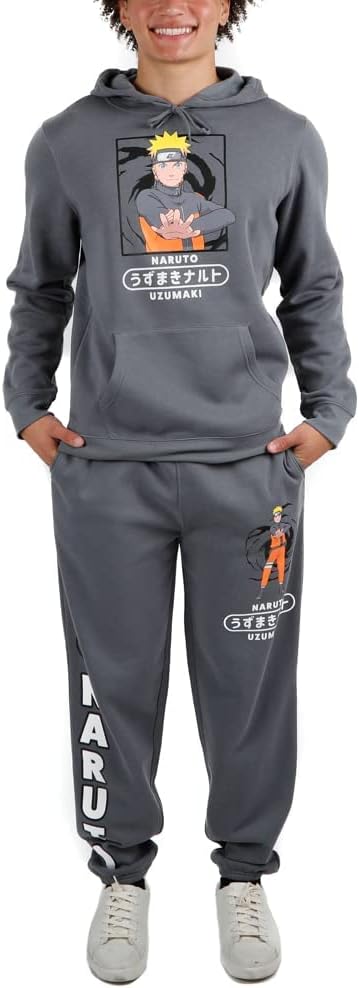 Chargez l&#39;image dans la visionneuse de la galerie, Naruto Shippuden - Men&#39;s Charcoal Hoodie &amp; Combo Sweatpants Combo
