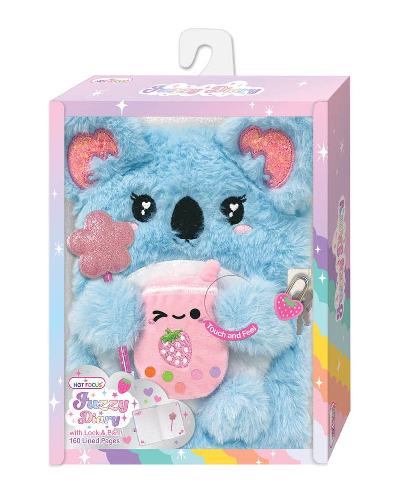 Cargue la imagen en el visor de la galería, Hot Focus Koala - Fuzzy Diary with Lock and Keys Journal
