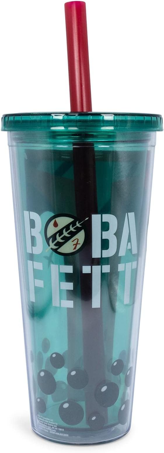 Chargez l&#39;image dans la visionneuse de la galerie, Star Wars - Boba Fett Gobelet Boba en plastique de 24 oz avec couvercle et paille
