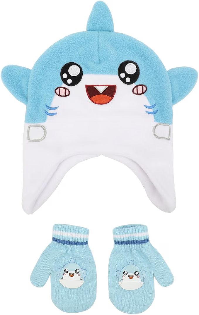 Cargue la imagen en el visor de la galería, Bioworld Baby Sharky -  Toddler 2-Piece Pilot Hat &amp; Magic Mittens Set
