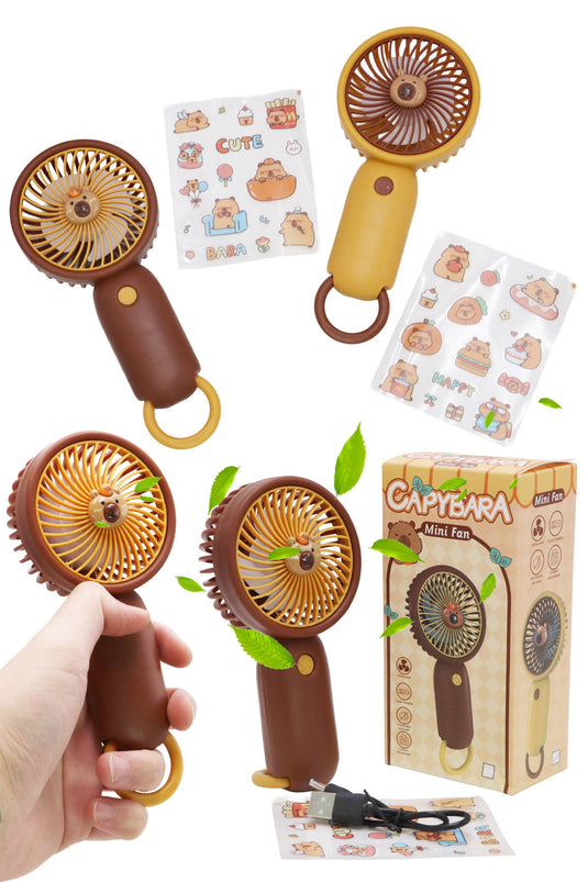 Capybara - Decal Ring Stand Handheld 1pc Electric Fan