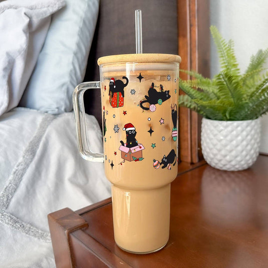 Christmas Cats 40oz Tumbler With Lid and Straw