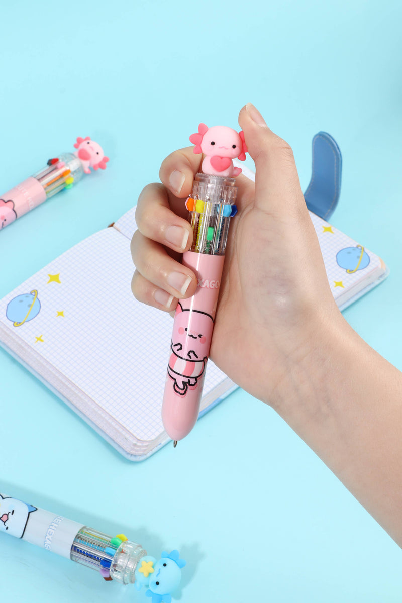 Load image into Gallery viewer, BC Mini Axolotl 10-Color Retractable 1 Single Ball Pen
