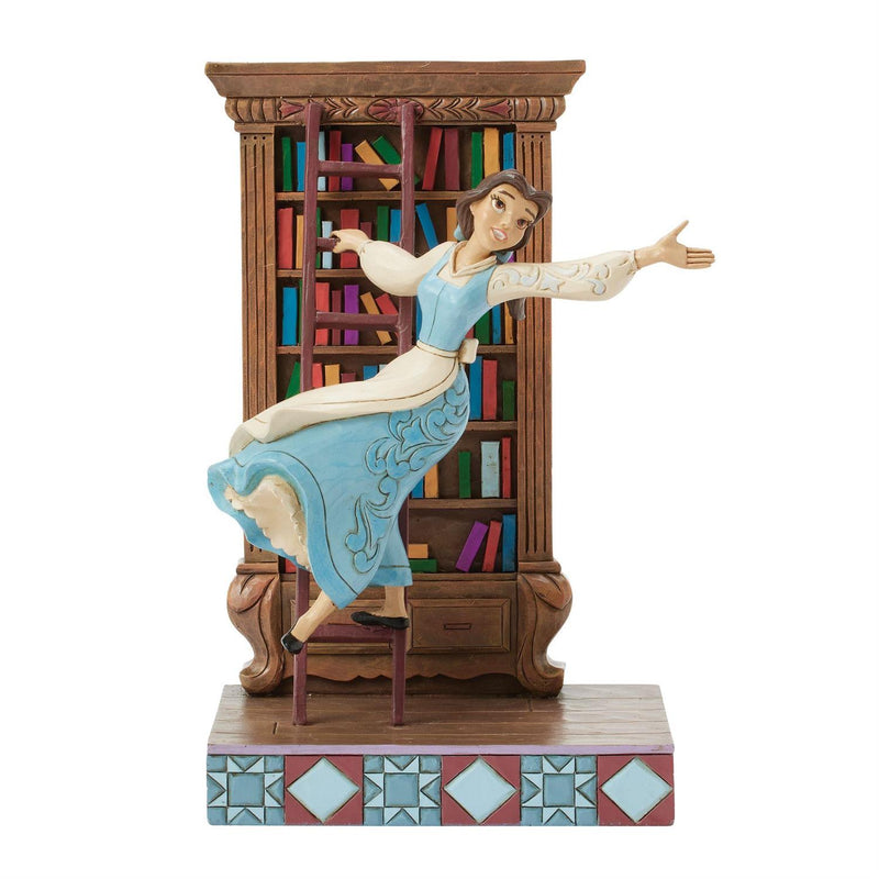 Cargue la imagen en el visor de la galería, Disney Traditions: Beauty and the Beast - Belle with Bookshelf Statue
